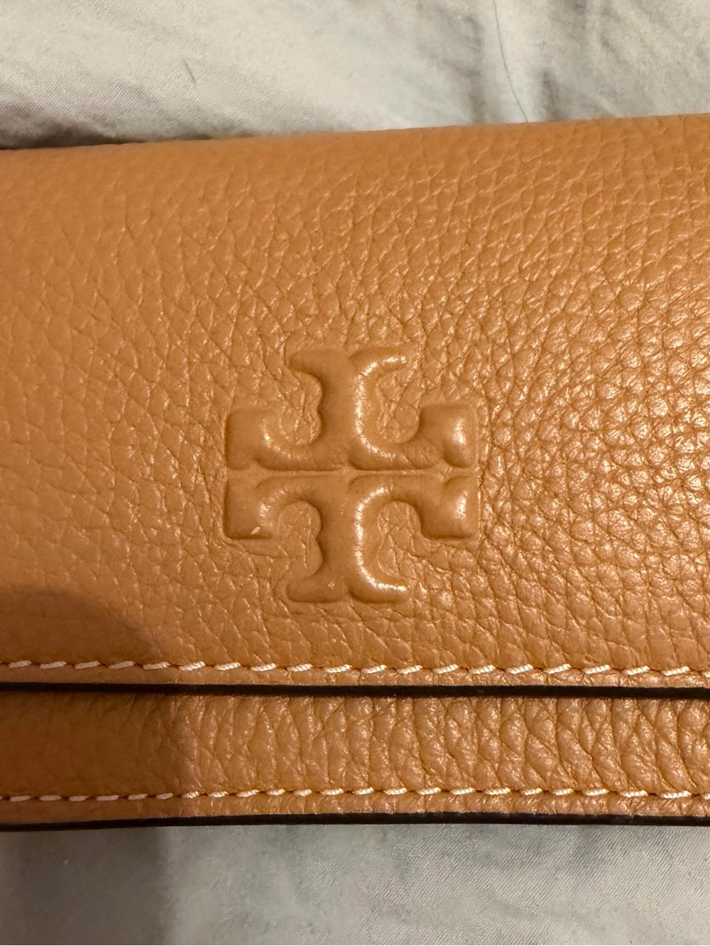 Tory Burch Tan Pebbled Leather Continental Wallet